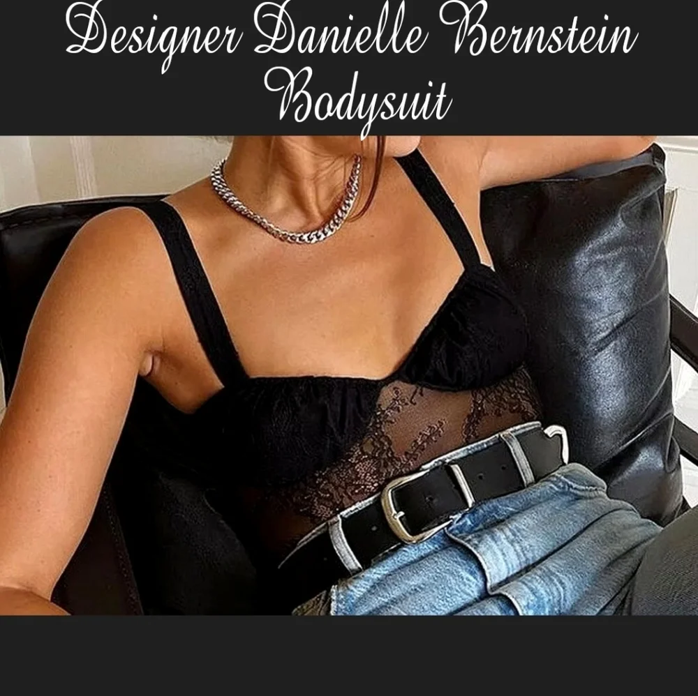 🎀Clearance🎀 NWT Danielle Bernstein Black Lace Sheer Thong Bodysuit $69 sexy!! - Picture 3 of 7